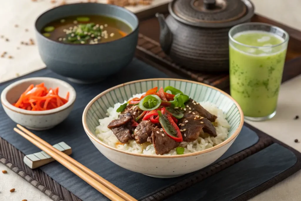 Plated Beef Pepper Rice with Pairings