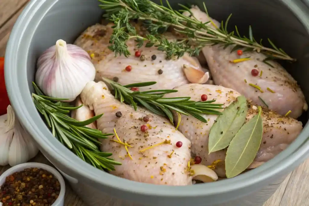 Marinated chicken with herbs and spices