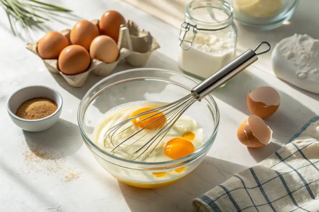 Preparing custard for crème brûlée