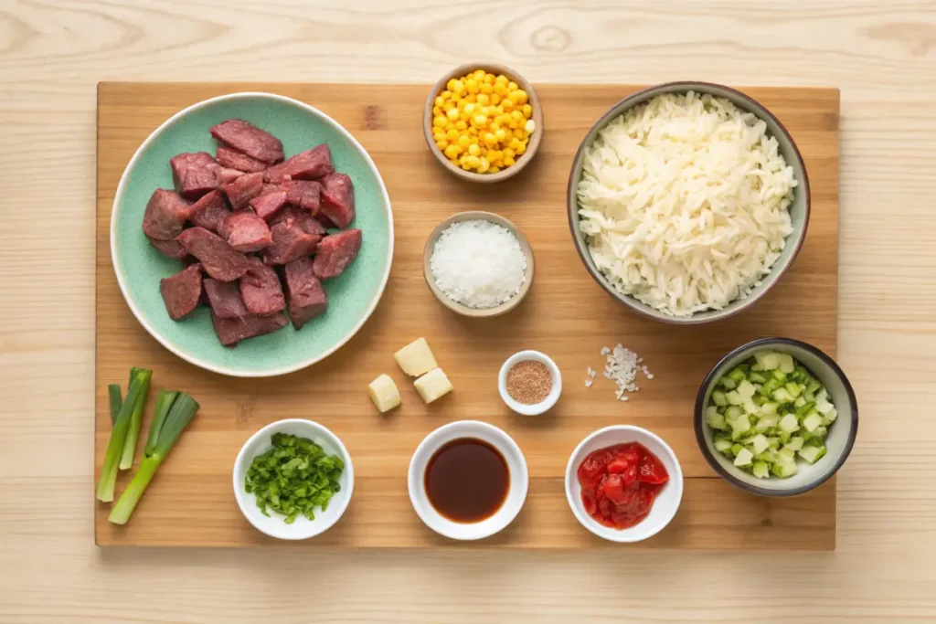 Ingredients for Beef Pepper Rice Preparation