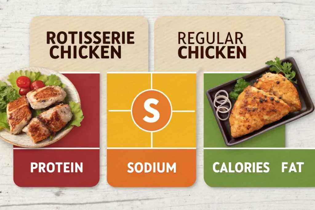 Nutritional chart comparing rotisserie chicken and chicken breast.