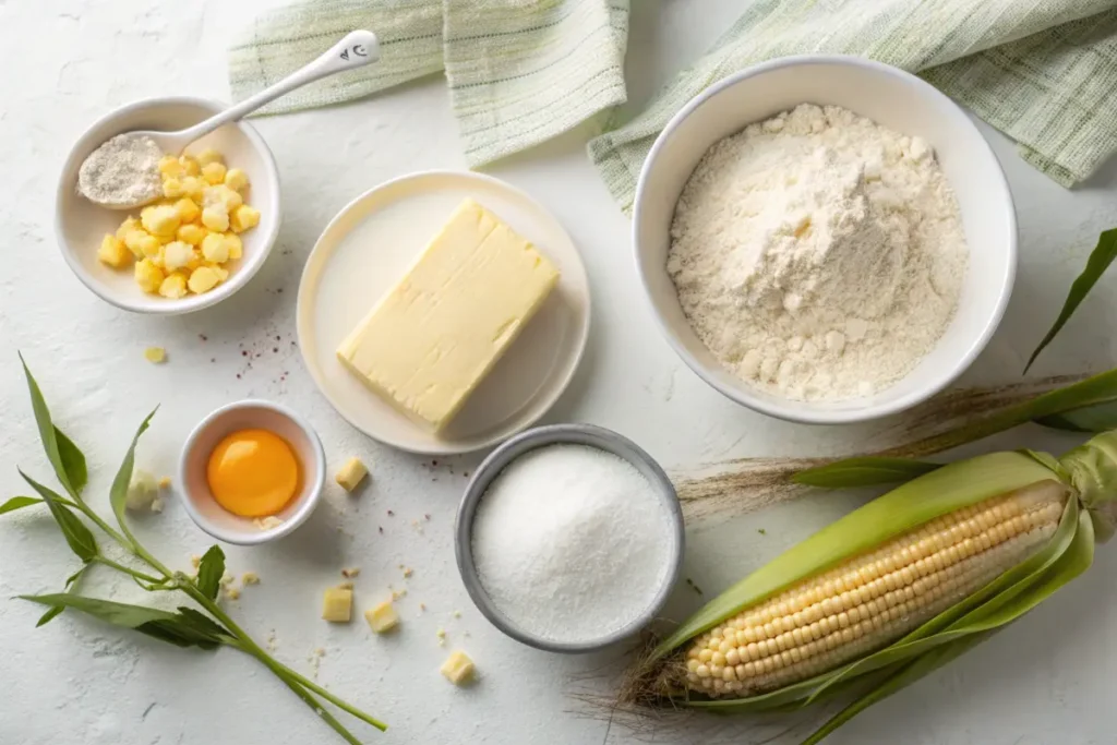 Core ingredients for Southern cornbread.