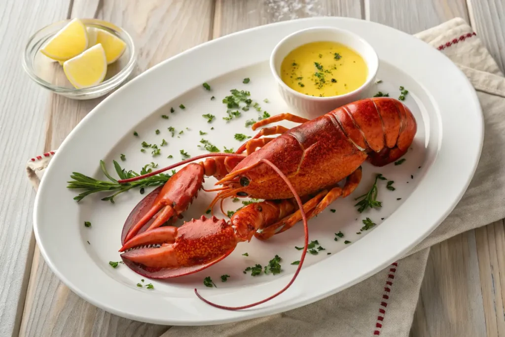 Lobster served with drawn butter