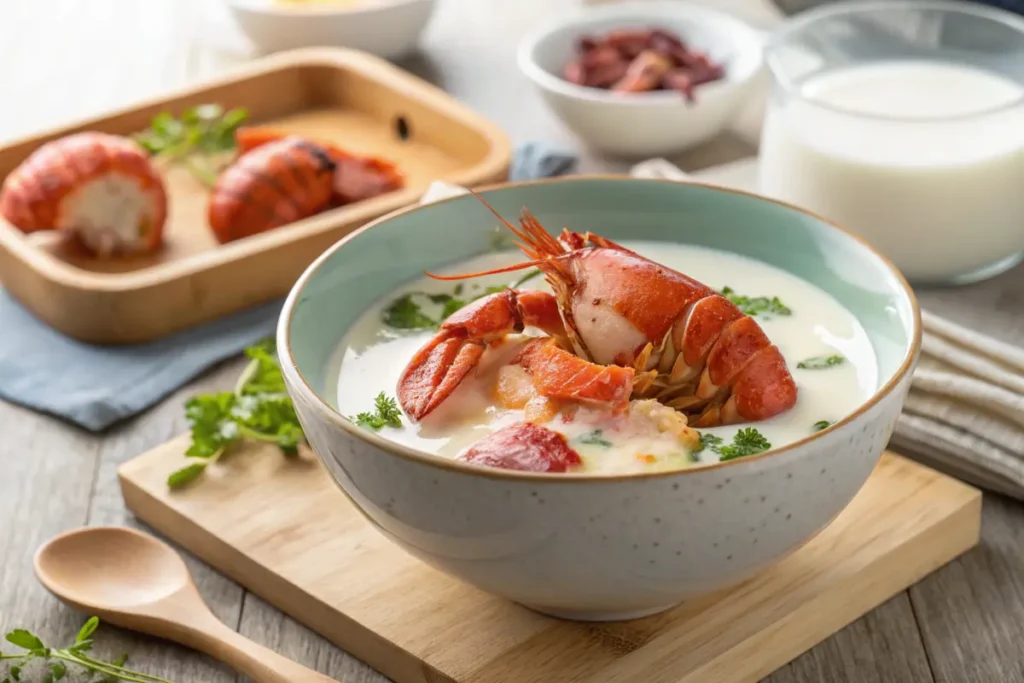 Lobster soaking in milk process