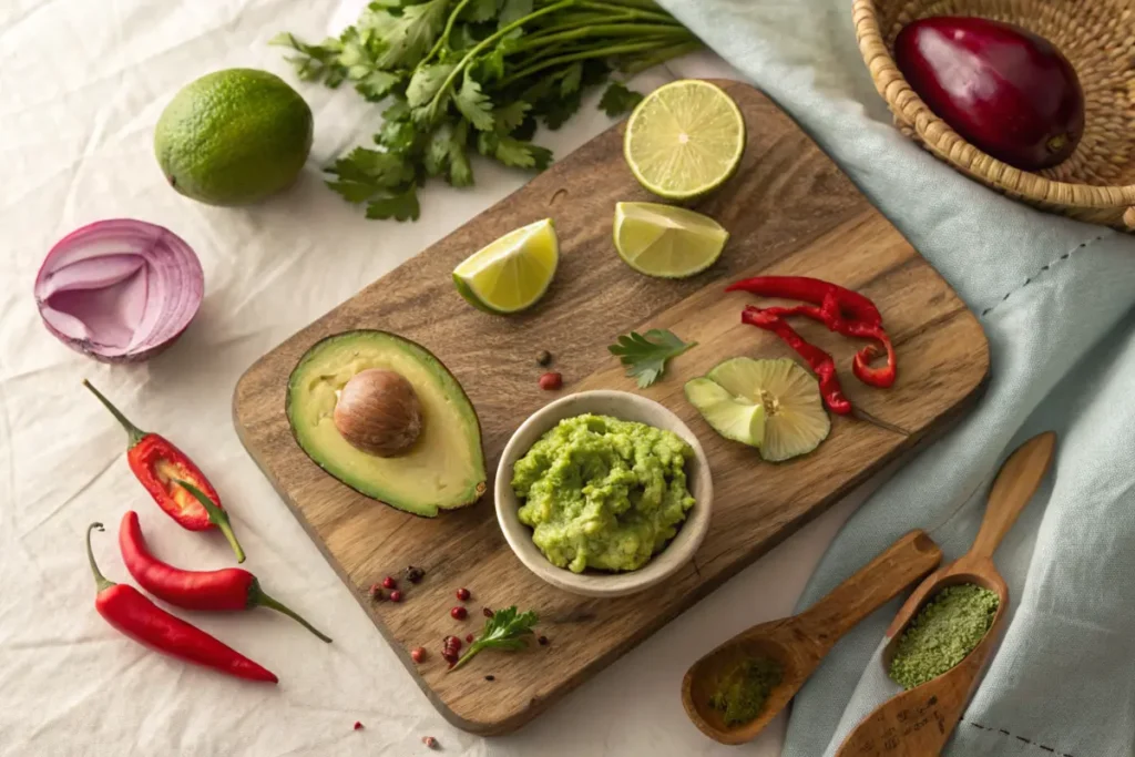 Aztec-style guacamole ingredients