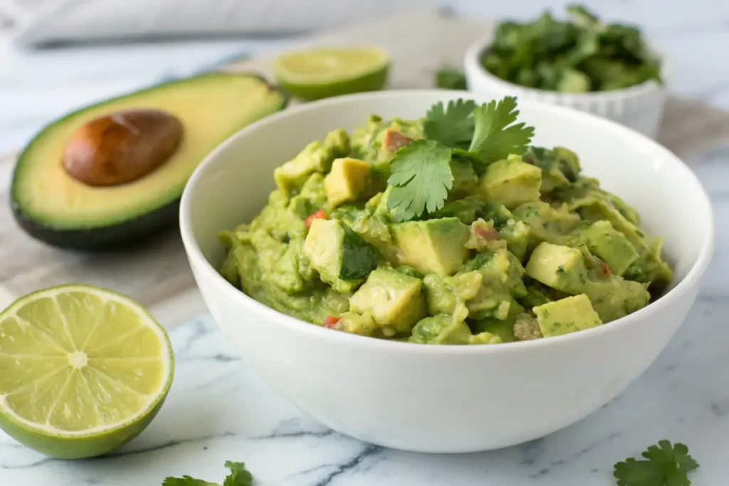 Spicy guacamole with jalapeños and lime