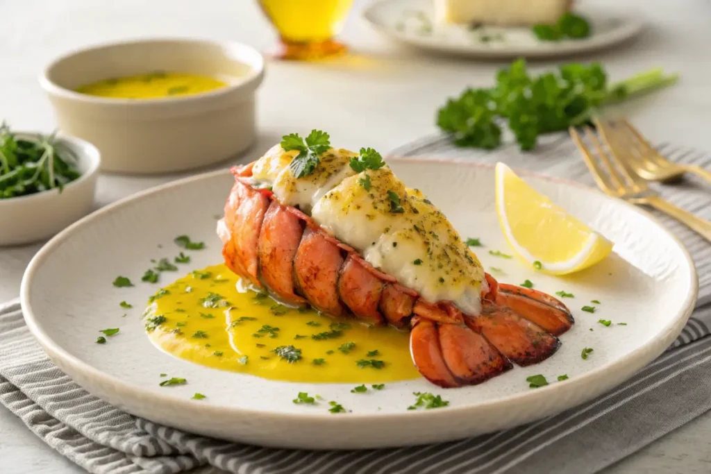 Lemon butter sauce with lobster tail