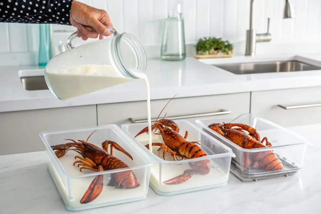 Steps for soaking lobster in milk