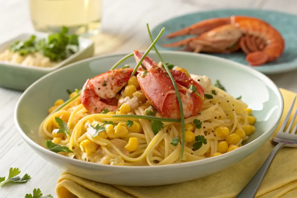 New England lobster and corn pasta dish