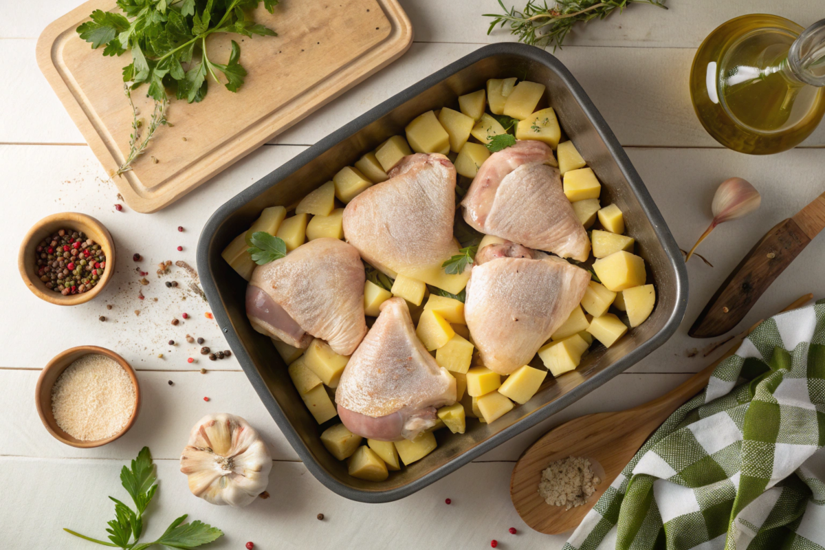 Cooking raw chicken and potatoes together