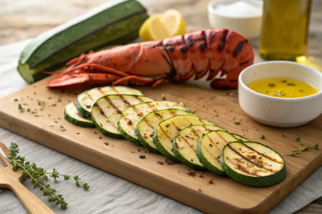 Grilled vegetables with lobster