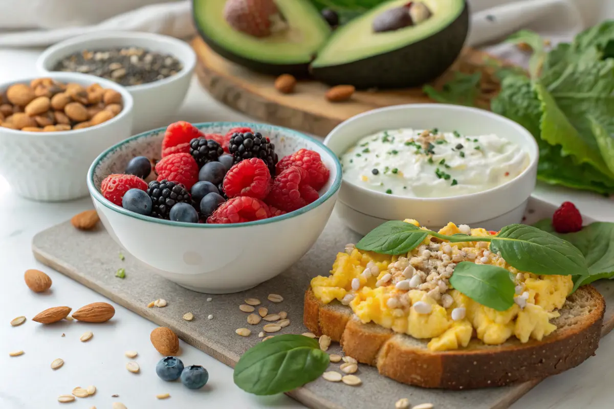 A colorful and healthy breakfast spread for PCOS management.