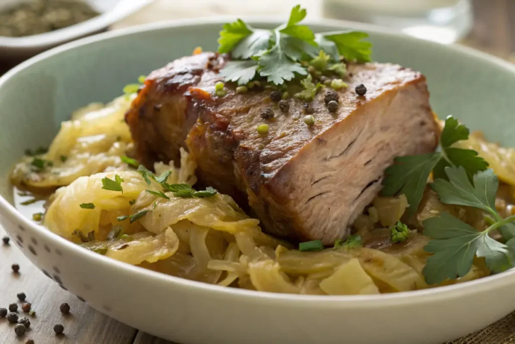 Braised Pork Shoulder and Cabbage with Caraway Seeds