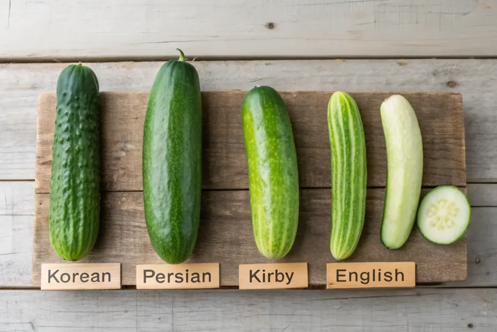 A variety of cucumbers used for kimchi.