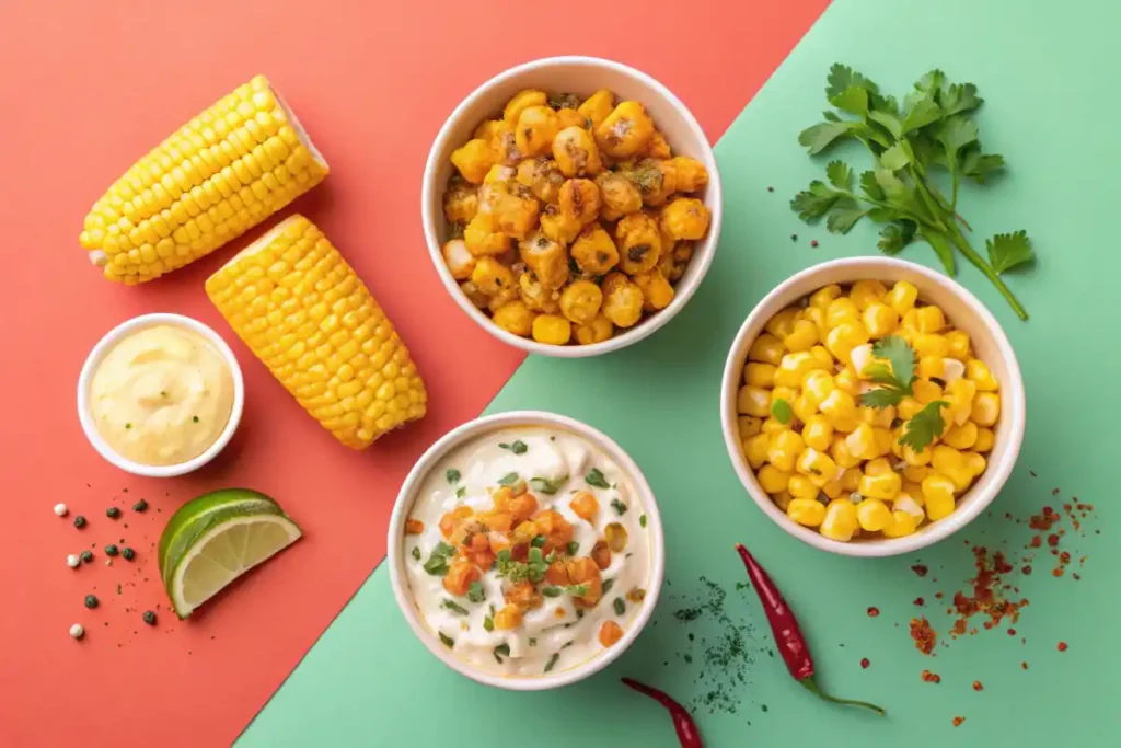 Different variations of fried corn