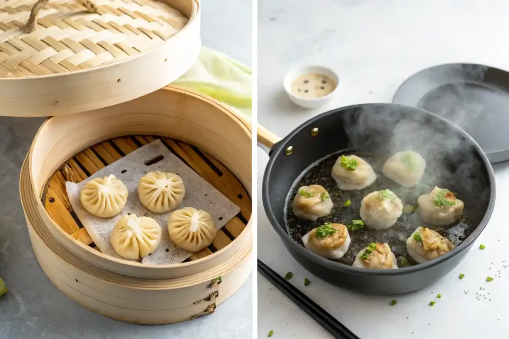 Steaming versus sauteing plant-based dumplings