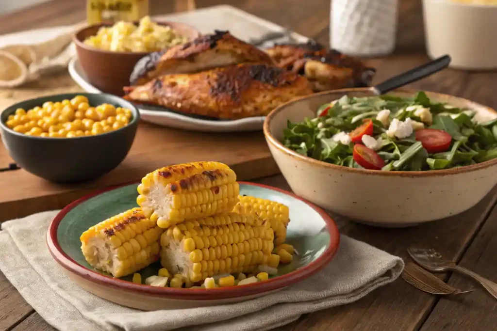 Table setting with fried corn dish
