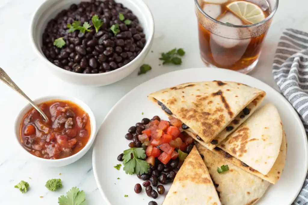 Black bean and cheese quesadillas.